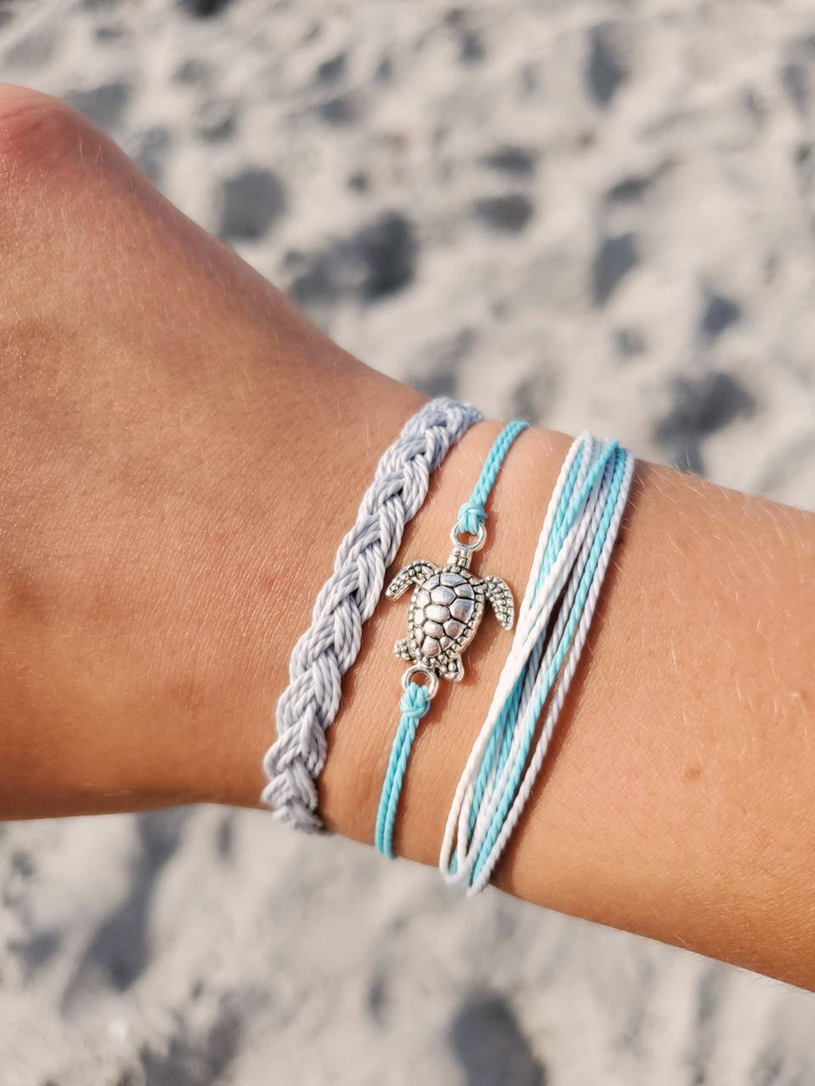Pura Vida inspired Beach turtle string bracelet set ocean Etsy
