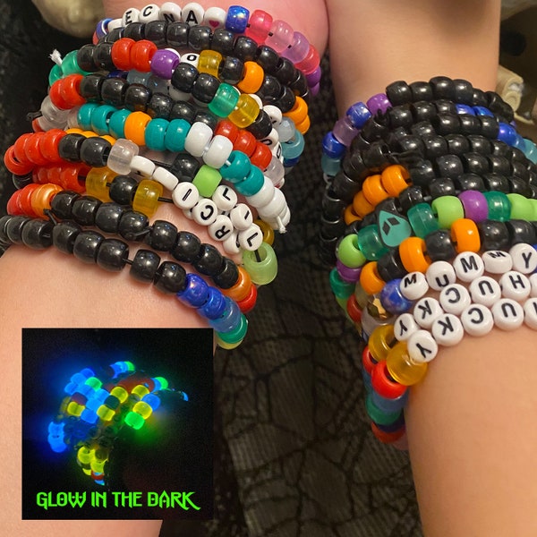 LOT of 10 HHN Halloween Horror nights themed Glow IN the Dark friendship bracelets