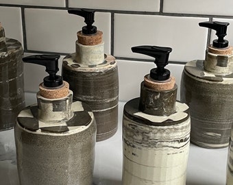 Modern Ceramic Soap Dispenser | Refillable Soap Pump | Modern Stoneware Soap Dispenser | Minimalist Bathroom Decor