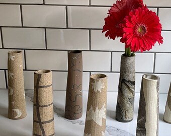 Modern Tall Bud Vase | Handmade Bud Vase | Stoneware Vase | Vase for Flowers | Modern Home Decor| Ceramic Vase for Dried Flowers