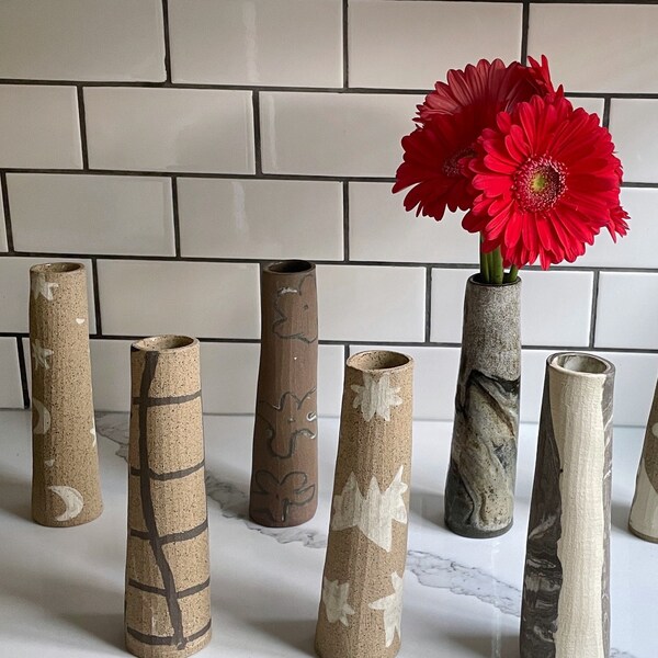 Modern Tall Bud Vase | Handmade Bud Vase | Stoneware Vase | Vase for Flowers | Modern Home Decor| Ceramic Vase for Dried Flowers