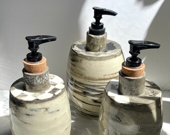 Minimalist Soap Dispenser | Refillable Soap Pump | Modern Stoneware Ceramic Soap Dispenser | Minimalist Bathroom Decor