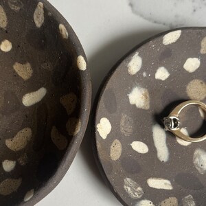 Handmade Clay Bowls |  Set of 2 Small Stoneware Bowls | Speckled Clay Bowls | Styling Ring Dish Stone Bowl | Terrazzo Stoneware Dish