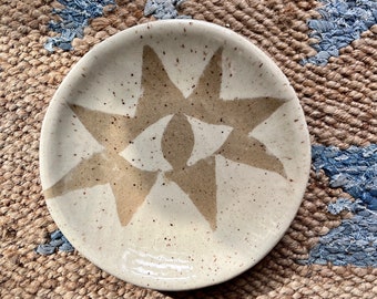 Patterned Side Dish | Sun Dish | Speckled Ceramic Dish | Boho Home Decor | Eye Decor | Eye Side Plate | Organic Shape Catchall