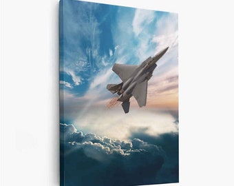 F-15 Eagle Flying Through the Clouds Fighter Aircraft Wall Art Airplane Print Art Photography Canvas Poster Wall Decor, Wall Art Home Decor