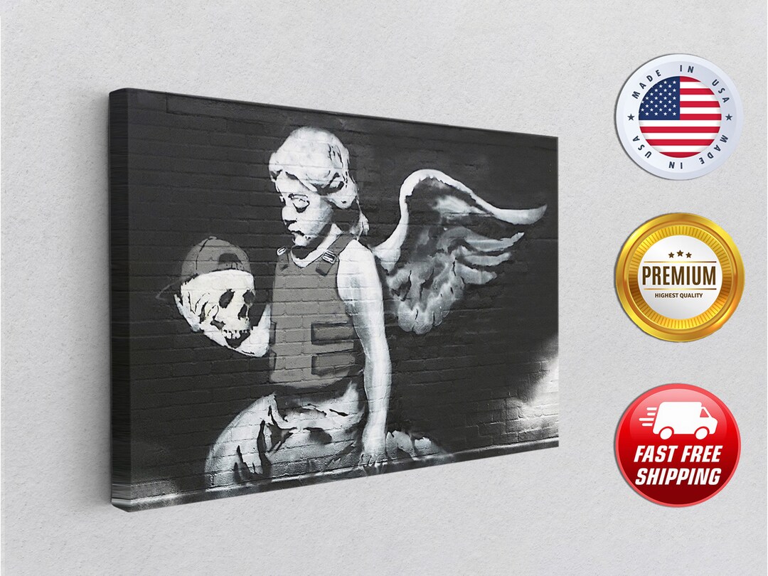 Angel in Bulletproof Vest Fallen Angel Banksy Graffiti Print Etsy