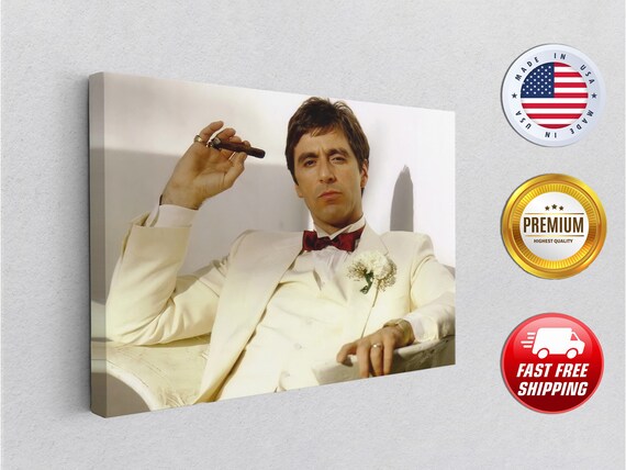 Scarface Tony Montana Al Pachino White Suit up Canvas Print Movie