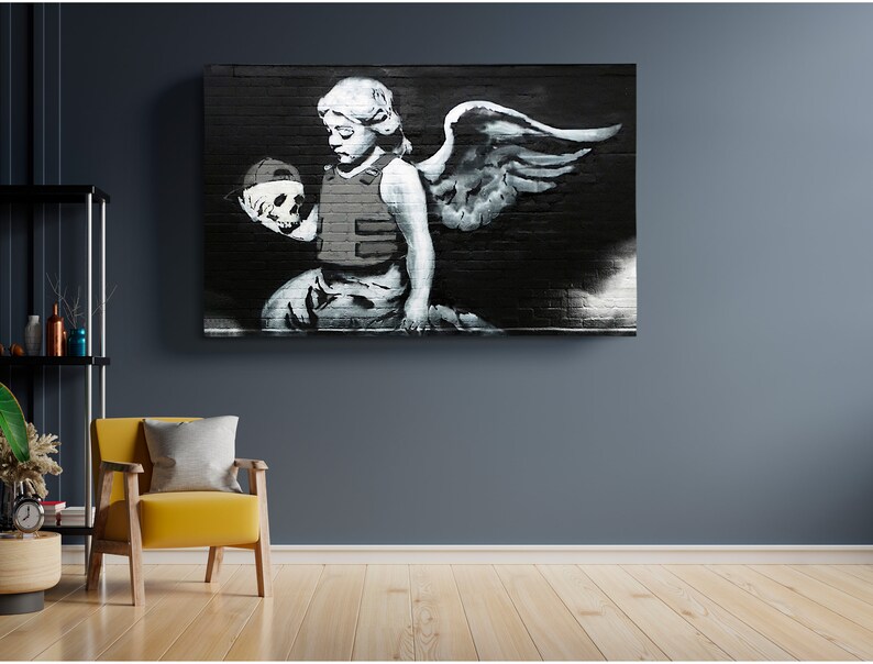 Angel in Bulletproof Vest Fallen Angel Banksy Graffiti Print Etsy