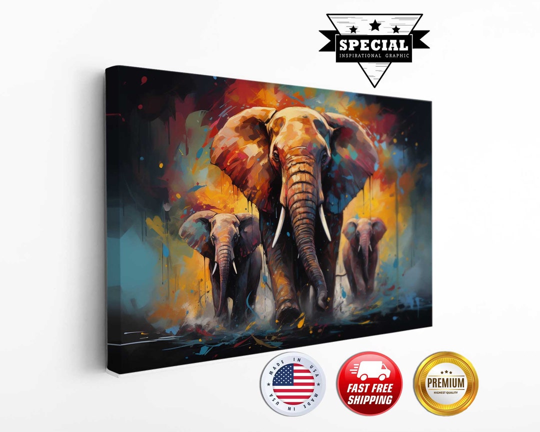 African Elephant Family Canvas Print Animals Print Photography,art