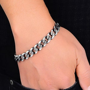 Silver 925 Curb Link Bracelet , Gourmet Cuban Link Silver Bracelet , Handmade Oxide Silver Bracelet ,  Sterling Silver Handmade Bracelet