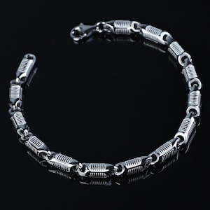 Pulseira de corrente masculina de prata maciça, pulseira de corrente viking feita à mão, corrente masculina feita à mão, pulseira de corrente elegante, presente de aniversário masculino
