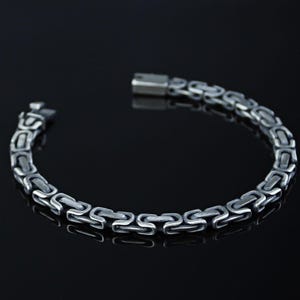Sterling Silver Byzantine Bracelet, Handmade Silver King Bracelet, Elegant Men Bracelet, Viking Chain Bracelet, Silver Bracelet for Men
