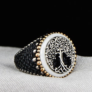 Tree of Life Silver Men Ring , Silver Yggdrasil Tree of Life Ring , Viking Signet Ring ,Silver Celtic Ring 925k Sterling Silver,Gift For Him