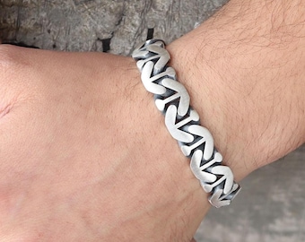 Men's Sterling Silver Mariner Link Bracelet, 10mm Anchor Chain - Etsy