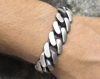 15mm Cuban Link Bracelet - 8-10 Inch 316L Stainless Steel Men's Chain, Silver Finish 2 thumbnail image