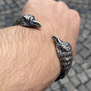Man Silver Eagle Bracelet , Wild Eagle Bracelet , Eagle Cuff Bracelet , Silver Animal Bracelet , Unisex Bracelet , 925k Sterling Silver