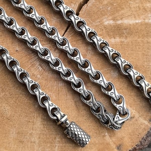 Engraved 925 Silver Men Chain Necklace, 8MM Thick Heavy Chain Necklace,Handmade Silver Necklace, Gift For Men, Unique Men Necklace