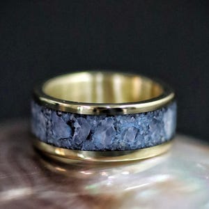 Silver Sapphire Wedding Band, Broken Sapphire Tungsten Band Ring, Sapphire Engagement Ring, Anniversary Ring, Unisex Tungsten Ring