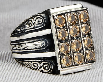 Anillo de piedra de sultanita para hombre, anillo de piedra que cambia de color, anillo de estilo otomano grabado a mano, anillo hecho a mano, plata de ley de 925 k, regalo para él