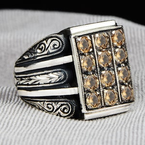 Mens Sultanite Stone Ring , Color Changing Stone Ring, Engraved Handmade Ottoman Style Ring, Handmade Ring ,925k Sterling SilverGift For Him