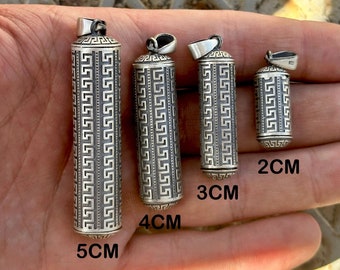 Prayer Box Pill Box Necklace, Tube Model Necklace , Perfume Oil Bottle Necklace, Silver Box Pendant, Locket Pendant , 925k Sterling Silver