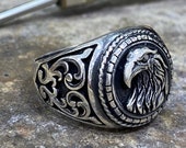 Eagle Handmade Signet Ring,eagle 925 Sterling Silver Handmade