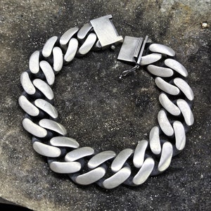 925 Sterling Silver Silver Chain Bracelet, Thick Chain Bracelet, 15MM Curb Link Chain Bracelet,Silver Heavy Bracelet, Unique Men Gift