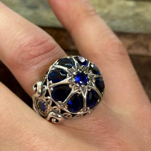 Silver Sapphire Stone Ring, Silver Ottoman Style Sapphire Ring, Drop Sapphire Gemstone Ring, Turkish Artisan Ring, Gift For Men, 925 Silver
