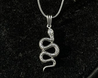 Silver Snake Necklace , Snake Model Pendant , Silver Serpent Pendant , Unisex Snake Necklace , Silver Animal Pendant , 925k Sterling Silver