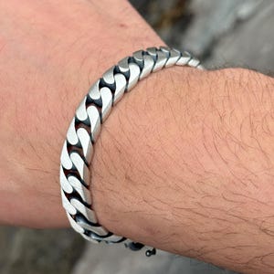 925 Silver Gourmet Chain Bracelet, Curb Thick Chain Bracelet, 10MM Curb Link Chain Bracelet,Silver Heavy Bracelet, Unique Men Gift