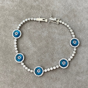 Tennisarmband, Evil Eye Armband, Tennisarmbänder, Türkisch Evil Eye Armband, Evil Eye Silberarmband, 925k Sterling Silber Armband