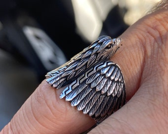 Silver Hawk Ring , Handmade Wild Hawk Ring , Silver Eagle Ring , Flying Eagle Silver Ring , Hawk Head Ring , 925k Sterling Silver Ring