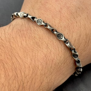 Men Silver Viking Chain Bracelet, Men Chain Bracelet, Oxized Chain Bracelet For Men, Unique Men Bracelet, Byzantine Chain Bracelet