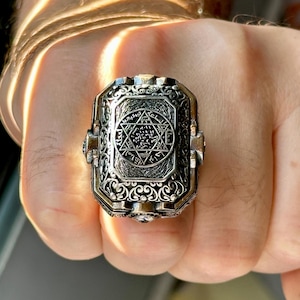 Silver Seal Of Solomon Ring , Large Seal King Solomon Signet Ring  , Men Handmade Large Unique Ring ,King Solomon Ring , 925k Sterling Ring