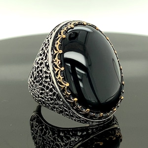 Men Handmade Ring ,  Onyx Stone Men Ring, Big Oval Onyx Stone Ring ,  Ottoman Jewelry, 925k Sterling Silver Men Ring, Gift For Him