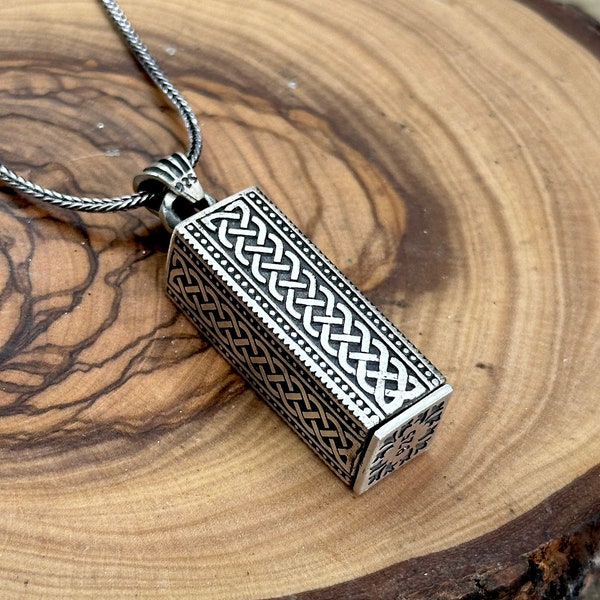 Silver Prayer Box Pendant ,Pill box Necklace Silver Box Pendant, Tibetan Prayer Necklace, Locket Box Pendant, 925k Sterling Silver Necklace