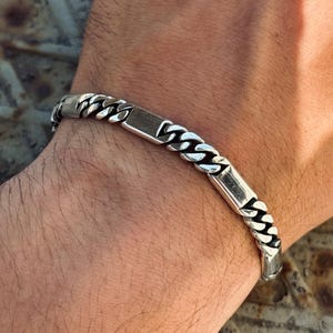 Solid 925 Sterling Men Chain Bracelet, Cuban Link Bracelet, Elegant Chain Bracelet, Chain Link Bracelet, Bracelet For Men, Gift For Him