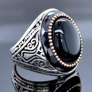 Men Black Onyx Signet Ring , Oval Onyx Ring For Men , Pinky Onyx Ring , Minimalist Signet Ring , 925k Sterling Silver Ring , Gift For Him