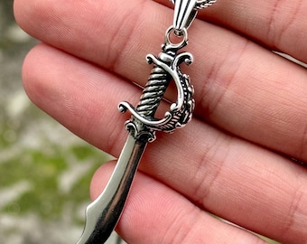 Silver Sword Pendant , Warrior Sword Necklace , Gothic Silver Warrior Necklace , Unisex Silver Sword Pendant , 925k Sterling Silver