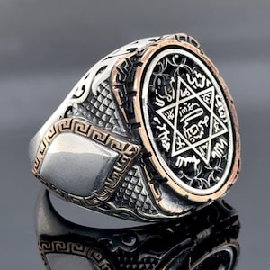 Men Silver Seal Of Solomon Ring , King Star Of David Ring , Solomon Signet Ring , King Solomon Ring , 925k Sterling Handmade Silver Ring