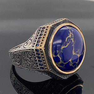 Man  Lapis Lazuli Ring, Natural Lapis Ring , Turkısh Handmade Lapis Ring , Blue Lapis Lazuli  Ring, 925k Sterling Silver Ring , Gift For Him