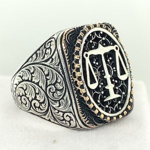 Silver Libra Ring , Libra Motif Ring , Man Handmade Ring , Lawyer Ring , Zodiac Signet Ring , 925k Stering Silver Ring , Gift For Him