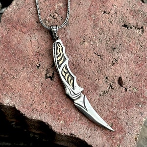 Silver Foldable Knife Necklace , Pocket Knife Necklace, Gothic Knife Necklace , Mini Knife Necklace , 925k Sterling Silver Necklace