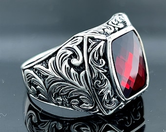 Stone silver hotsell ring for men