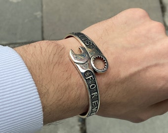 Silver Cuff Bracelet Silver Bangle Bracelet Silver Wrench