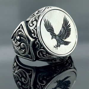 Silver Eagle Signet Ring , Eagle 925 Sterling Silver Ring , Handmade Silver Ring , Handmade Men's Ring,Rings for Men , Gift for Him