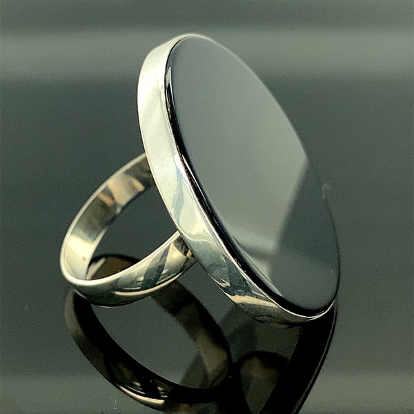 Handmade Ring Women Onyx Ring, Round Black Onyx Ring ,  Sterling Silver ,  Onyx Gemstone Ring ,  Minimalist Jewelry , Gift For Him