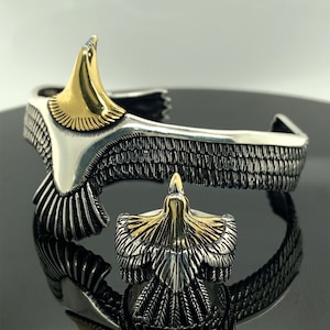 Silver Eagle Bracelet And Eagle Ring , Men Eagle Ring , Unisex Eagle Bracelet And Ring , 925k Sterling Silver Jewelry , Gift For Him