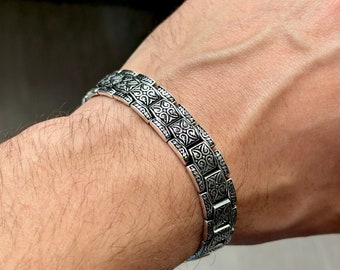 ブレスレット WILLIE and DUFFY Pattern chain bracelet silver 925 handmade Silver V Link Chain Bracelet - Etsy