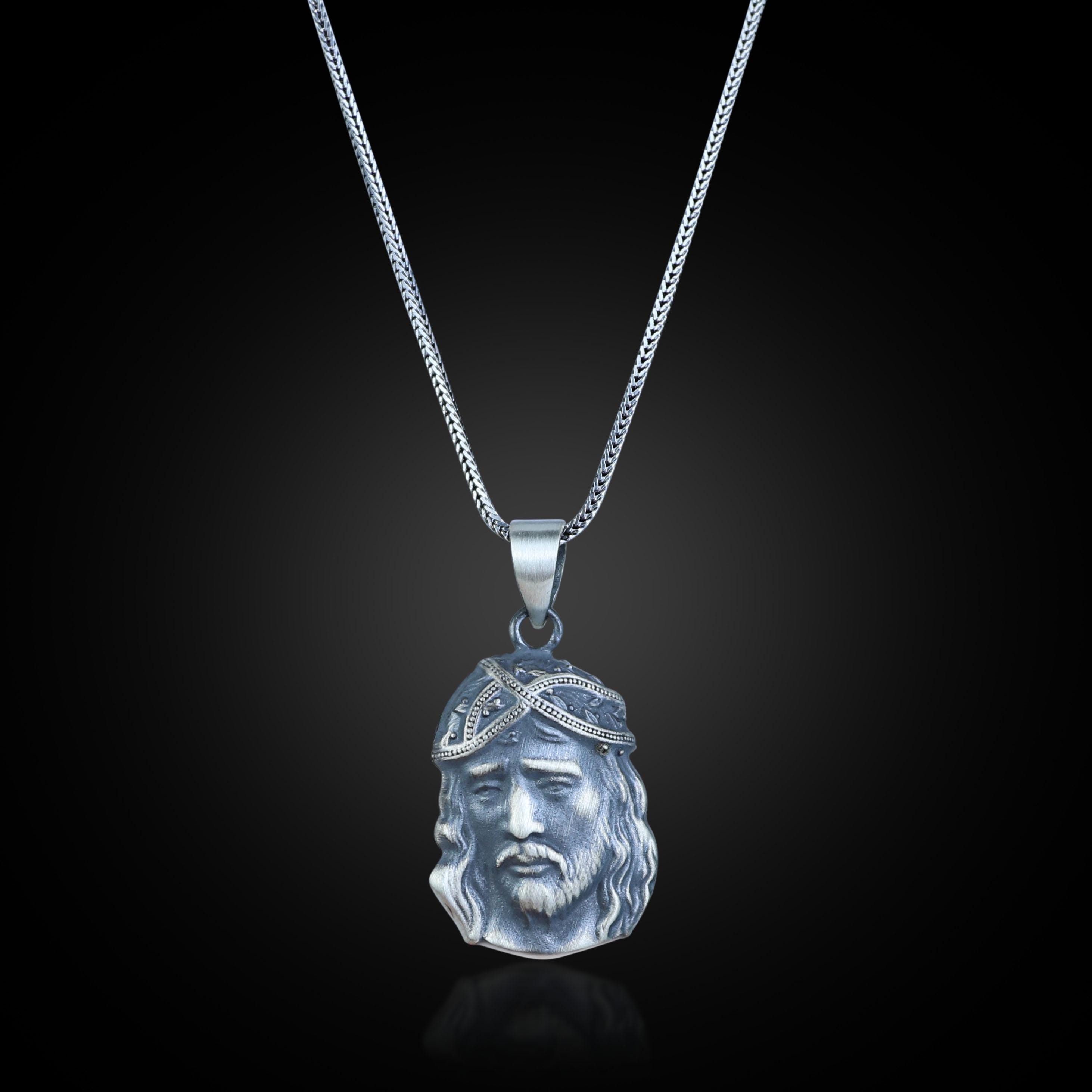 Silver Jesus Christ Necklace, Christian Jewelry Pendant